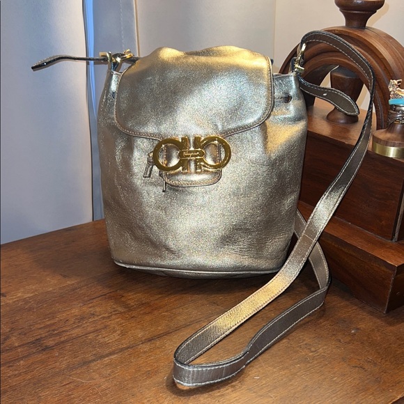 Salvatore Ferragamo Handbags - Salvatore Ferragamo Metallic Gold Shoulder Bag